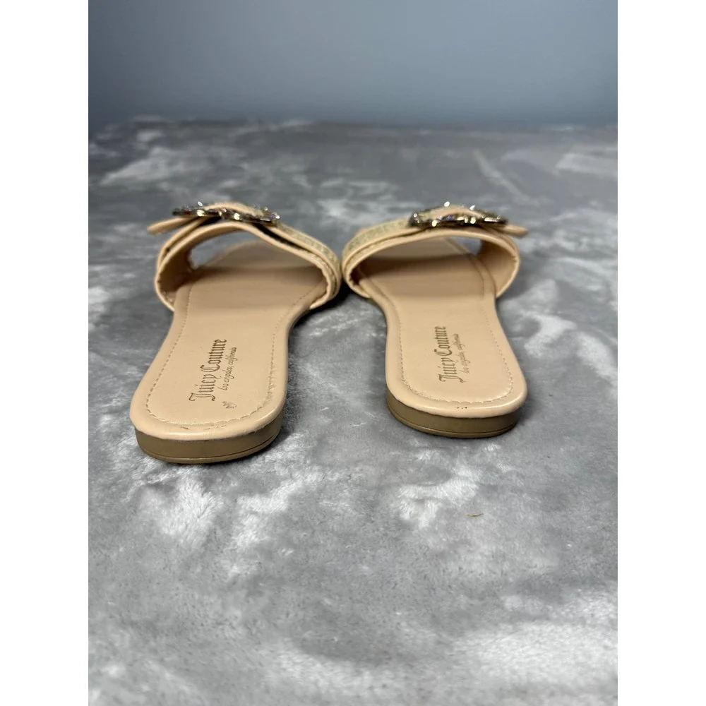 Juicy Couture Zapphire Heart Rhinestone Buckle Sandals 8.5 Coquette Soft Girl